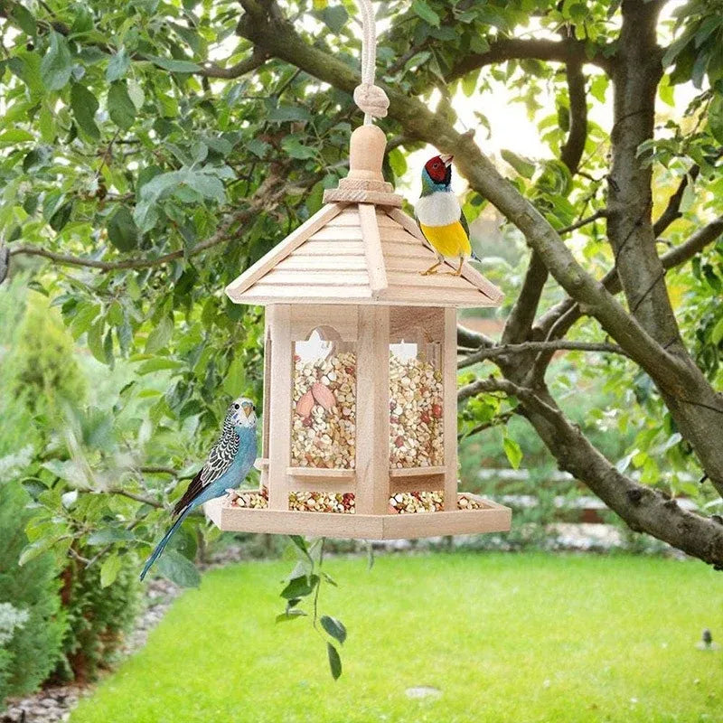 Wooden Garden Bird Feeder