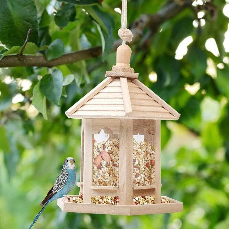 Wooden Garden Bird Feeder