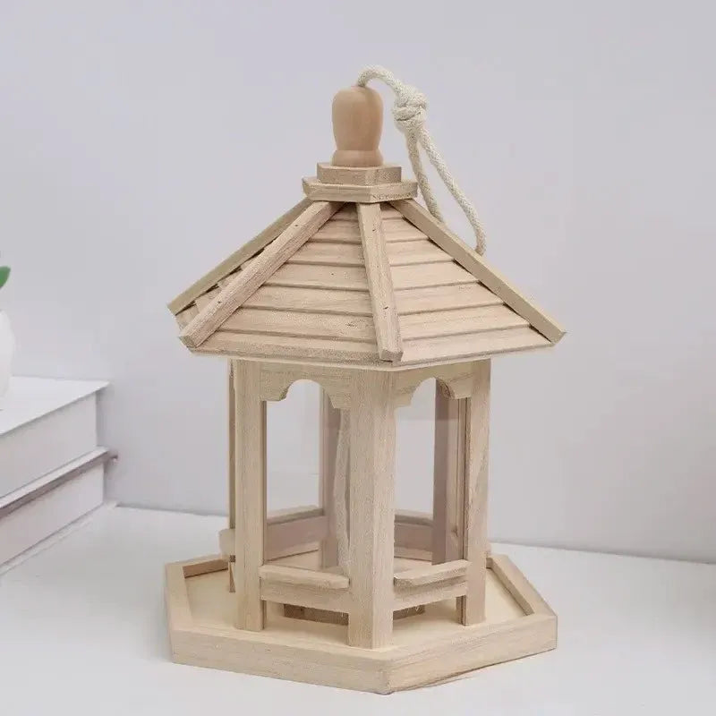 Wooden Garden Bird Feeder