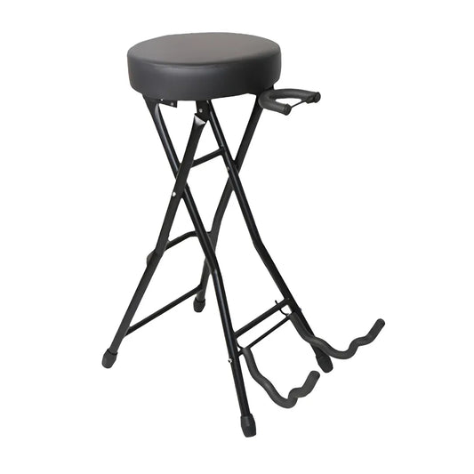 Folding Guitar Stool with Stand - Black