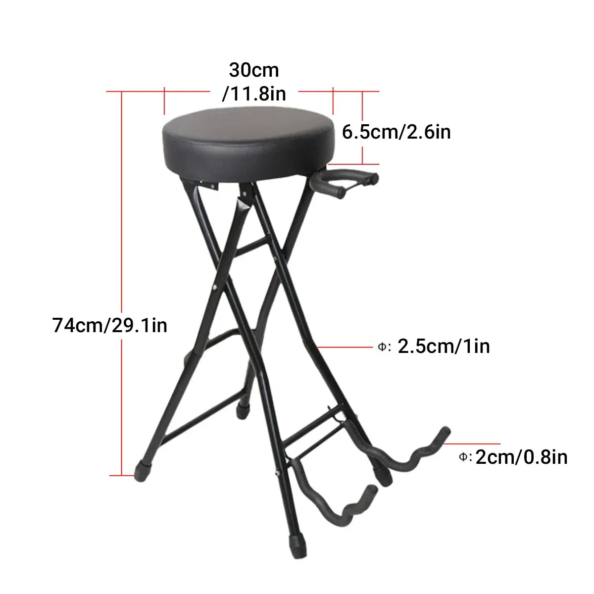 Folding Guitar Stool with Stand - Black