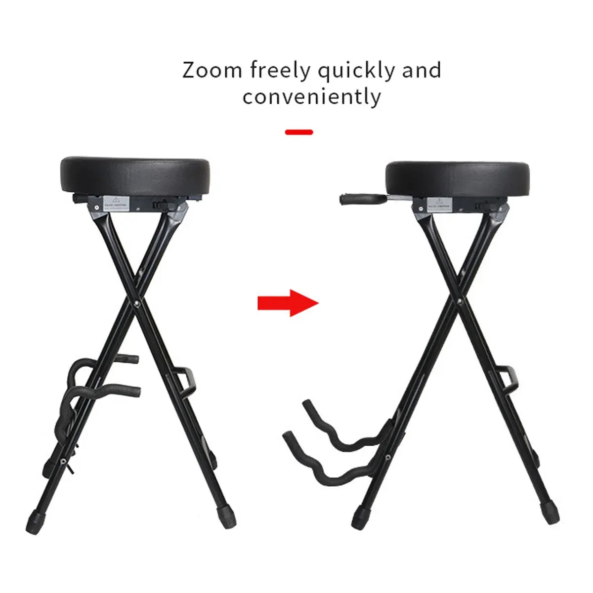 Folding Guitar Stool with Stand - Black
