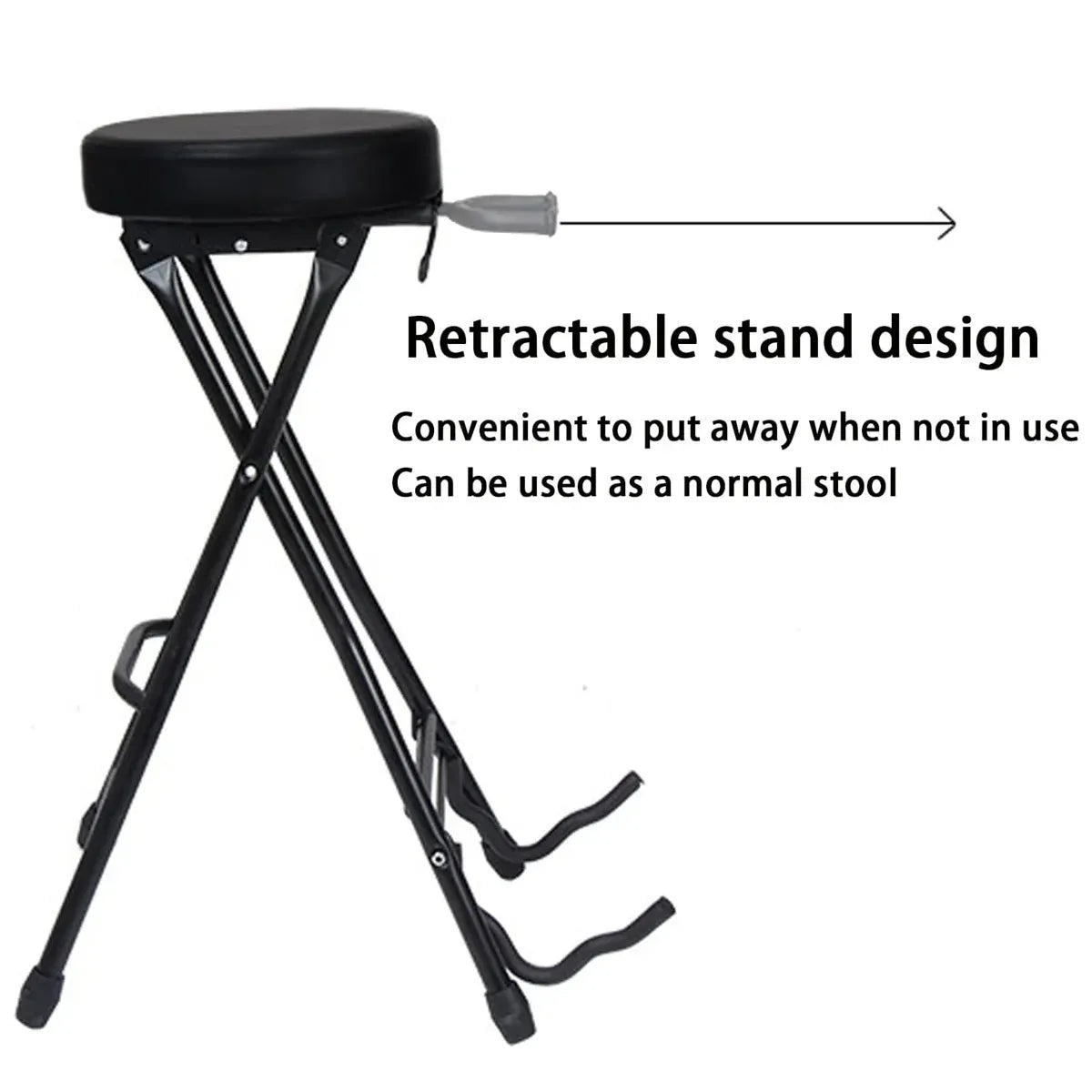 Folding Guitar Stool with Stand - Black