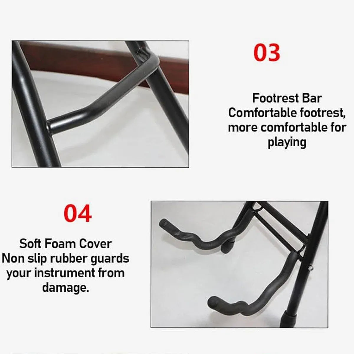 Folding Guitar Stool with Stand - Black