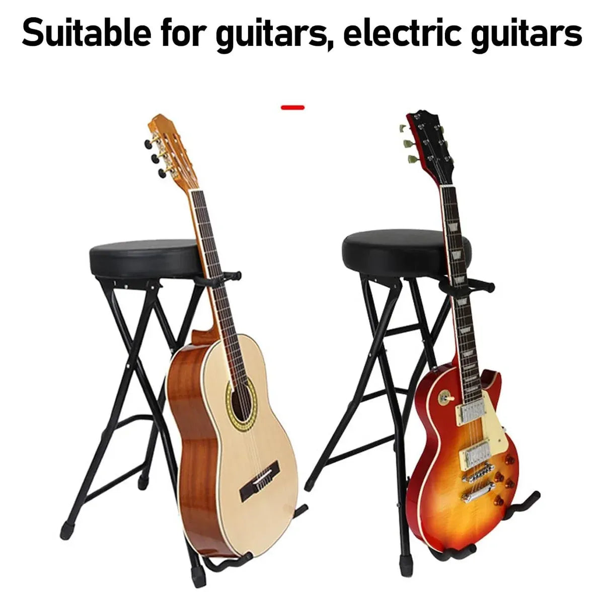Folding Guitar Stool with Stand - Black
