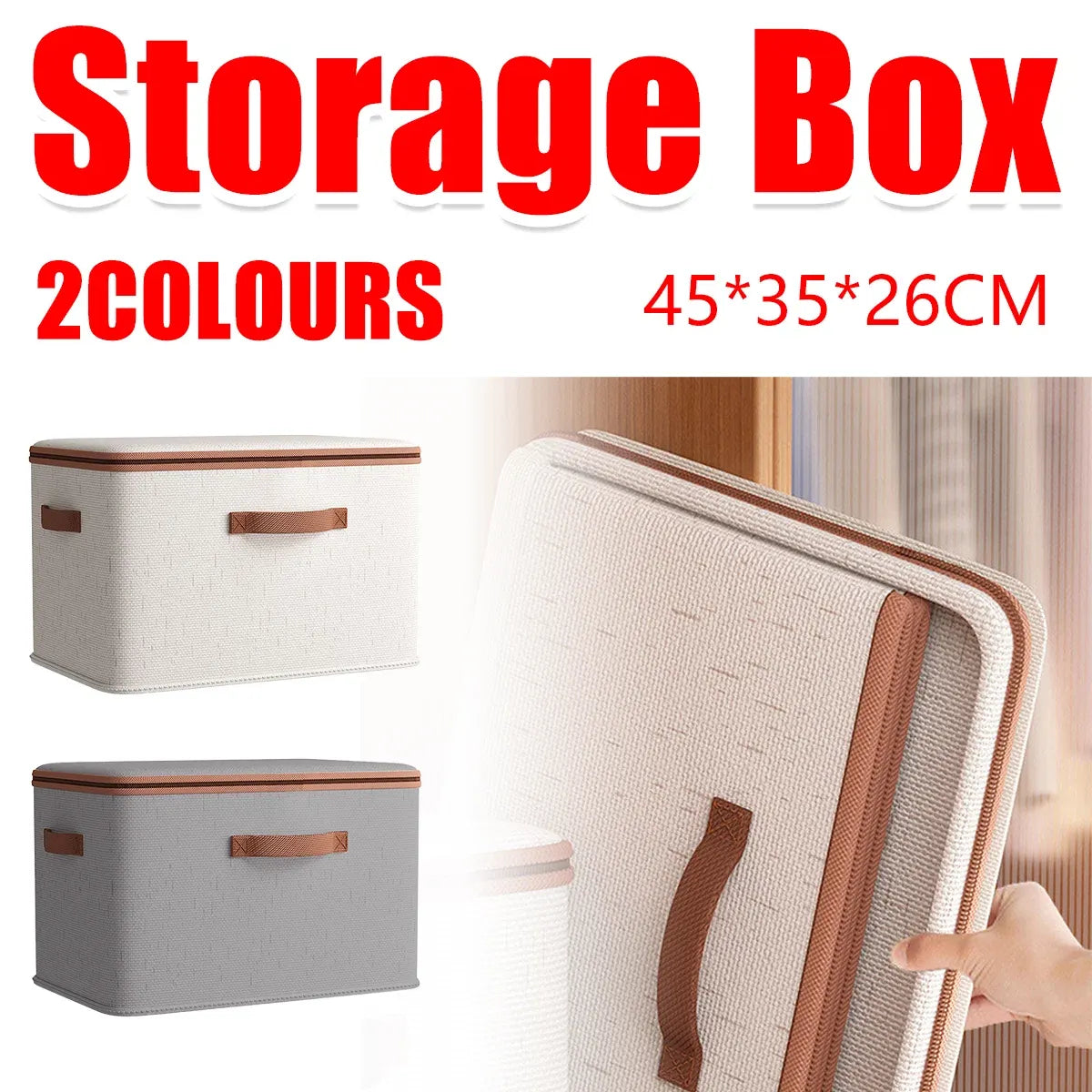 Foldable Clothes Storage Basket with Lid - Grey