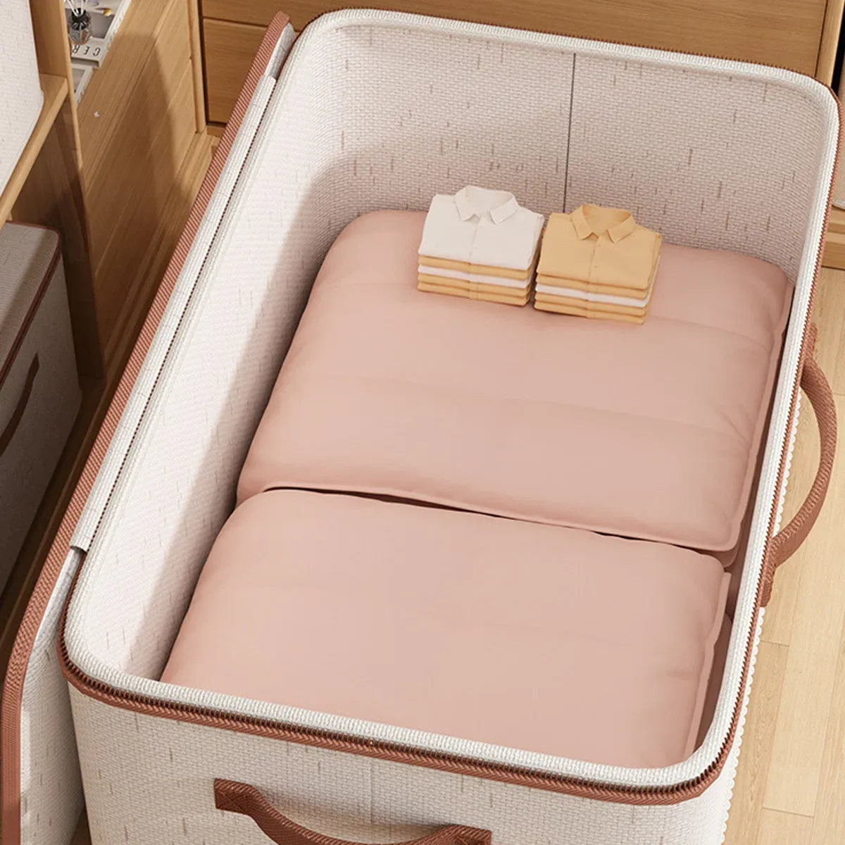 Foldable Clothes Storage Basket with Lid - Grey