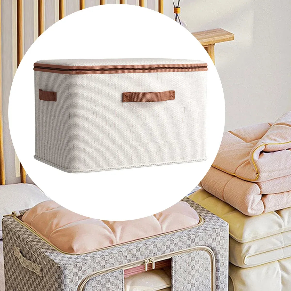 Foldable Clothes Storage Basket with Lid - Grey