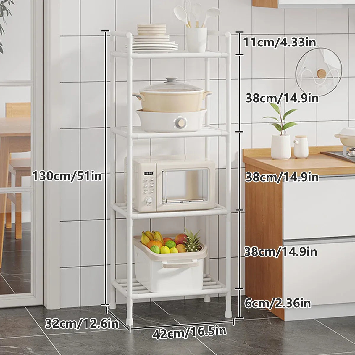 Multi-Layer Kitchen Storage Rack - 38cm