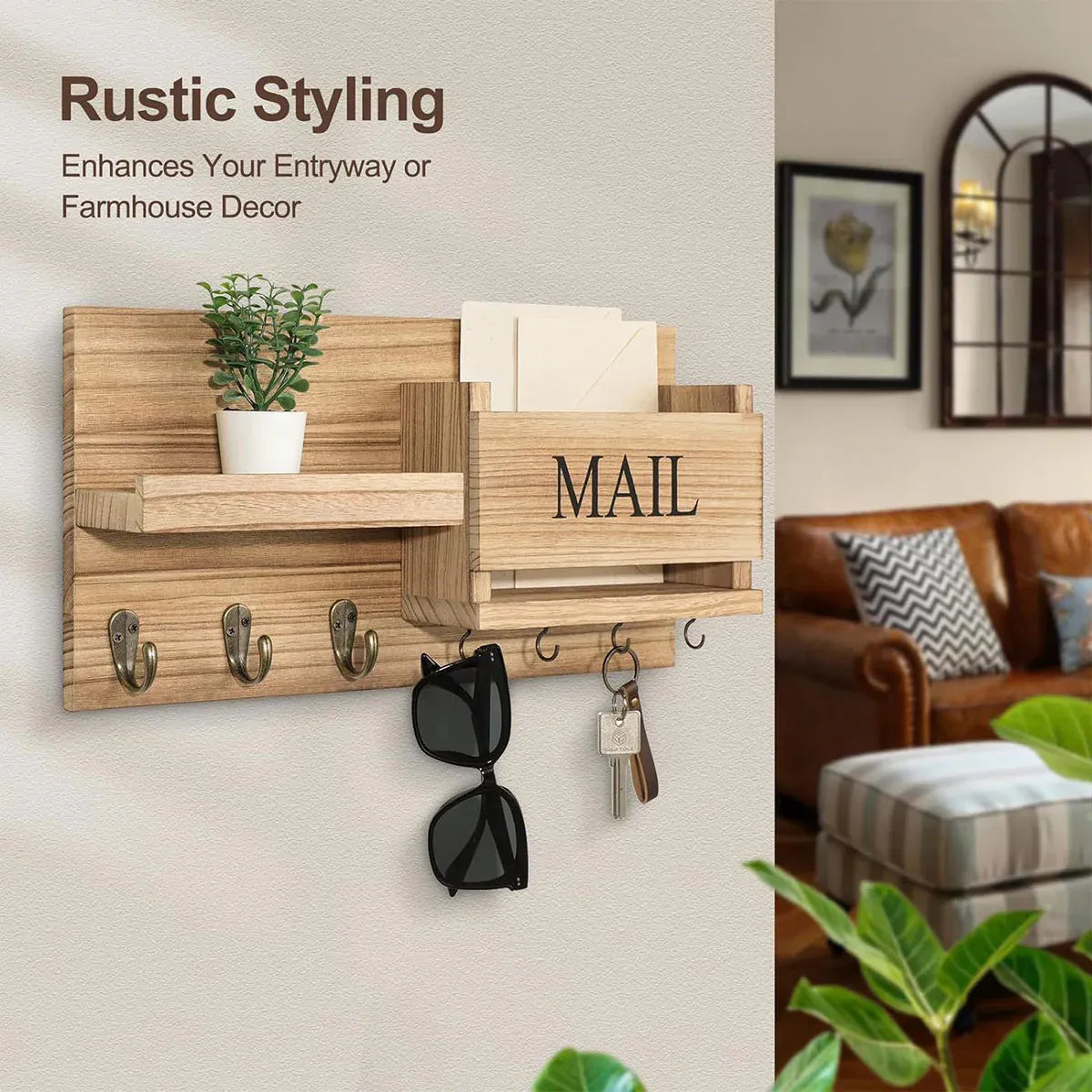 Wooden Key Holder & Coat Rack