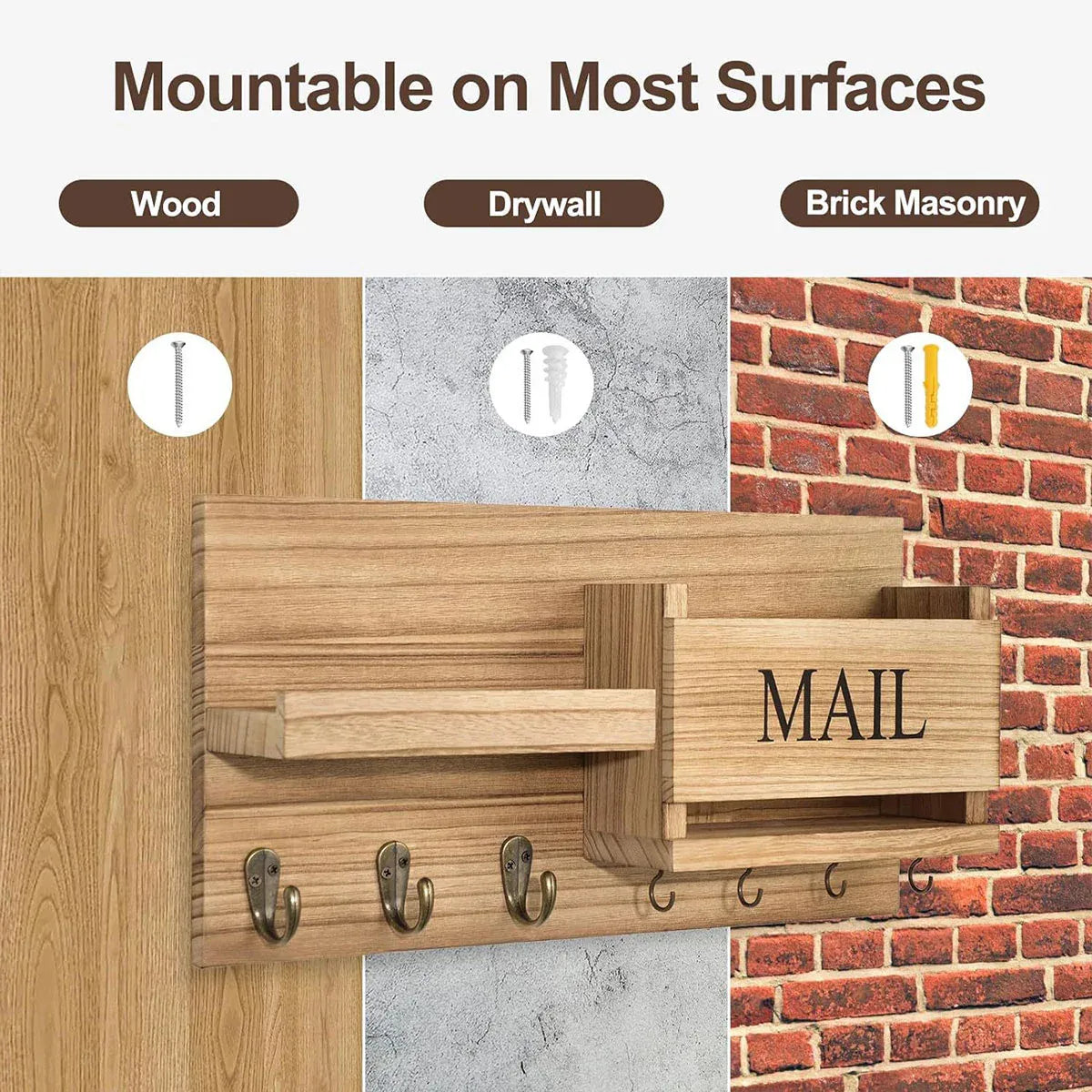 Wooden Key Holder & Coat Rack
