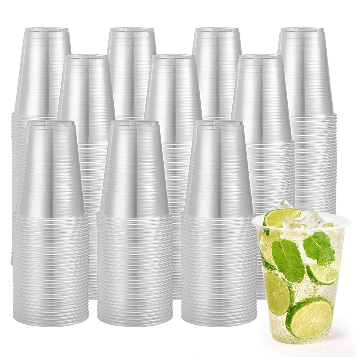640x 16oz (480ml) Premium Plastic Clear Cups Extra Strong PET BPA Free