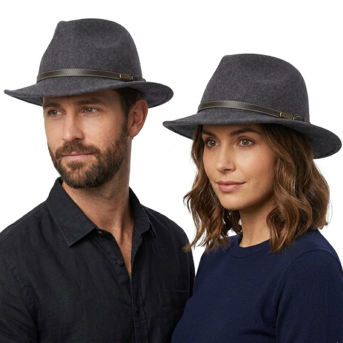 JACARU 1848 Wool Trilby Fedora Hat 100% Australian Wool Travel - Charcoal