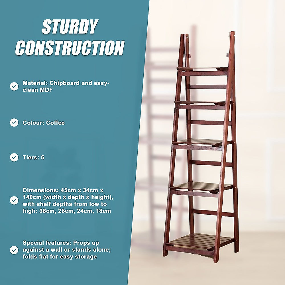 5-Tier Wooden Ladder Shelf