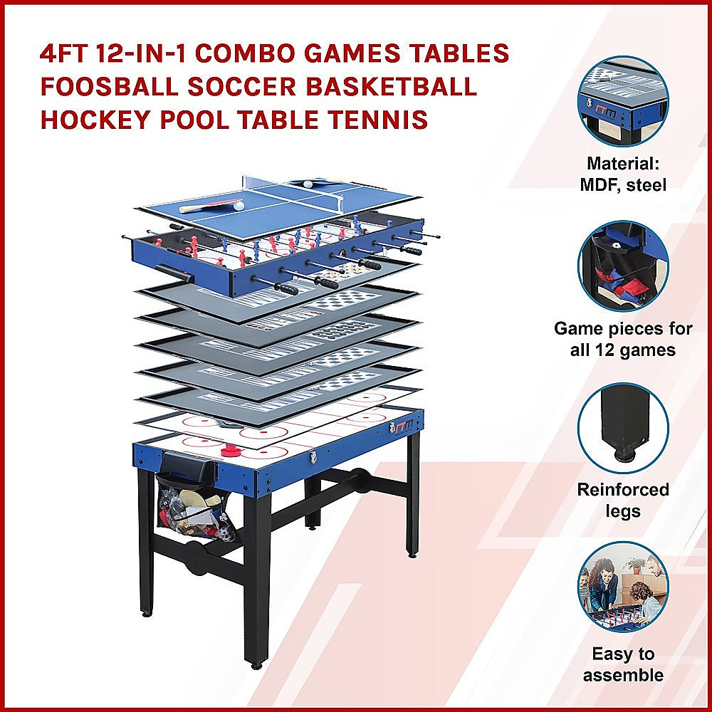 Fantastic 4FT 12-in-1 Combo Games Tables