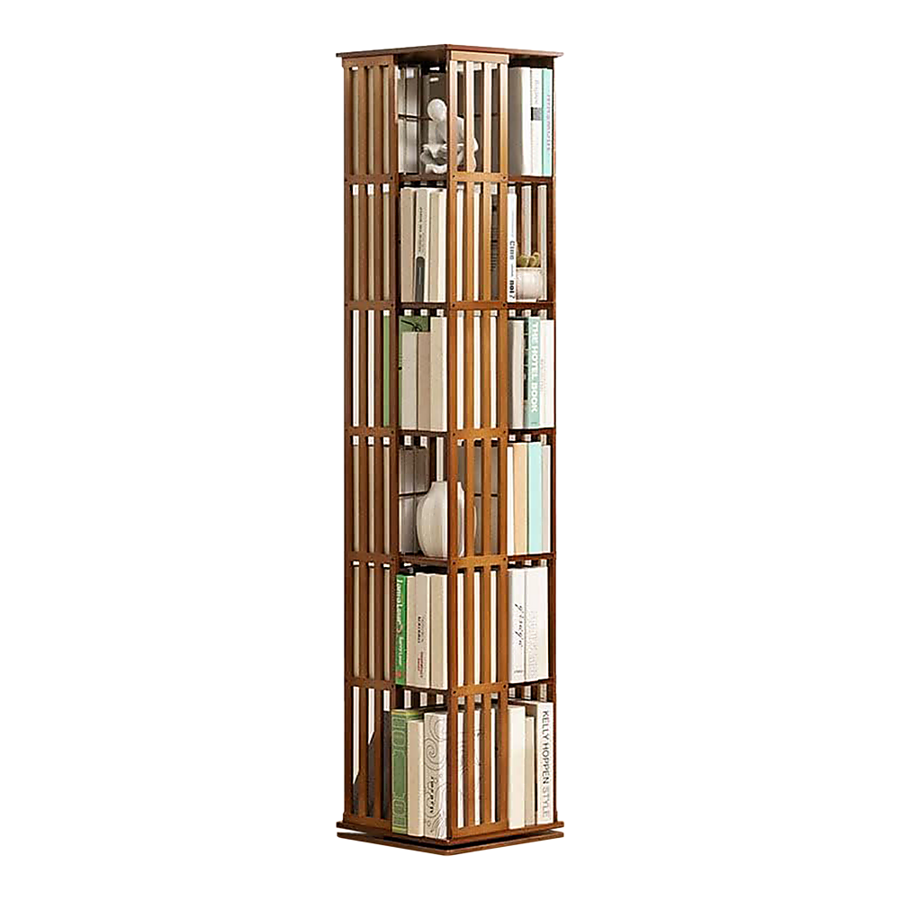 360 Rotating Bamboo Bookshelf Storage Rack