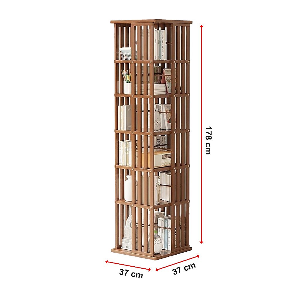 360 Rotating Bamboo Bookshelf Storage Rack