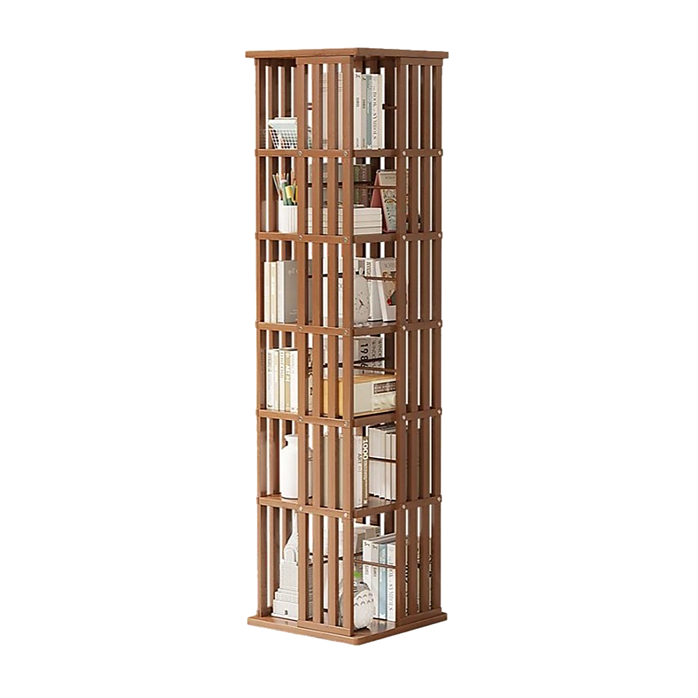 360 Rotating Bamboo Bookshelf Storage Rack