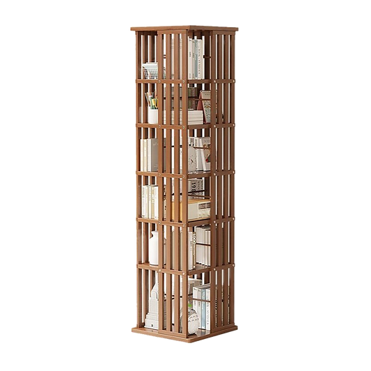 360 Rotating Bamboo Bookshelf Storage Rack