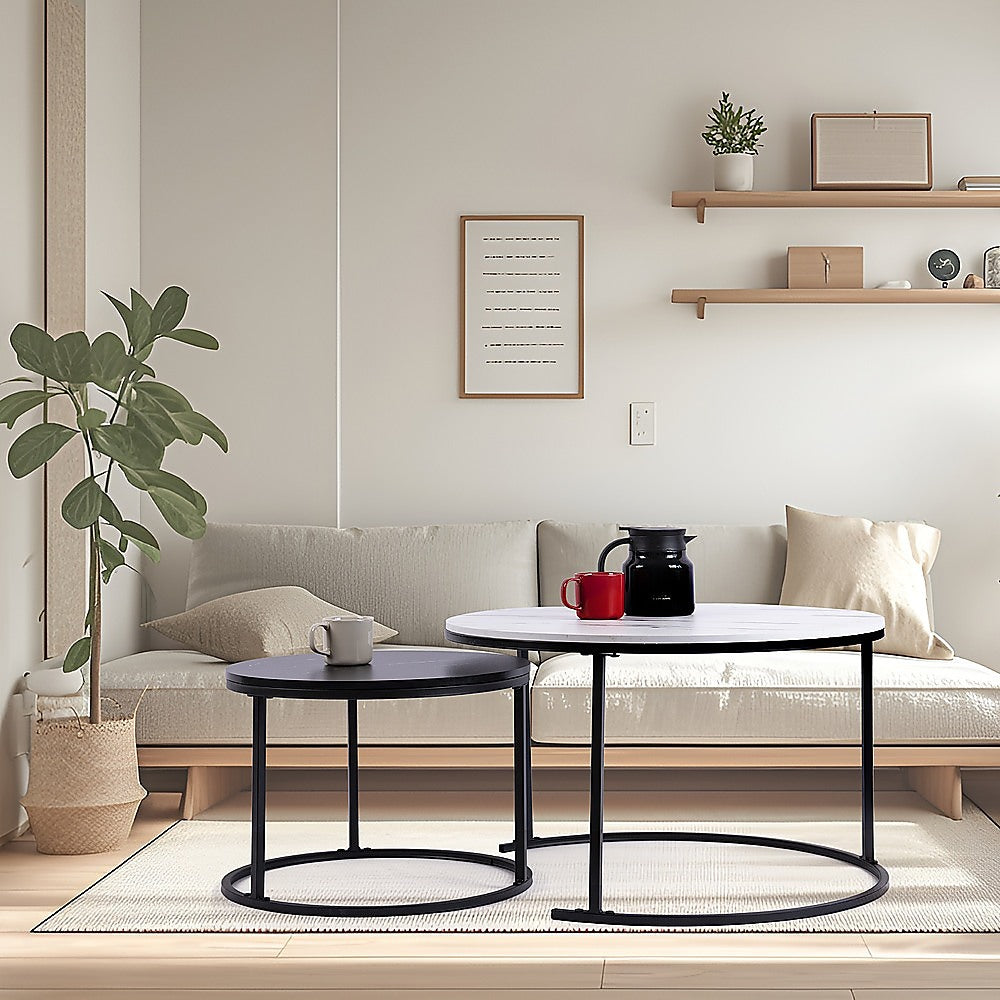 Coffee Table Round Marble Set