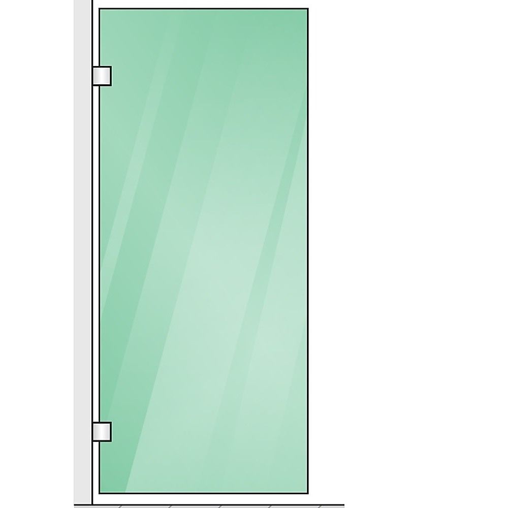 80x210cm Single Shower Glass Screen with Gold F-brackets & Round Pole