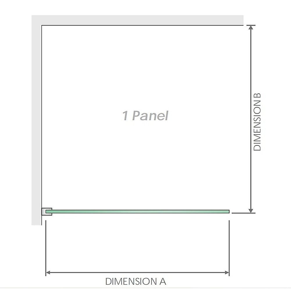 80x210cm Single Shower Glass Screen with Gold F-brackets & Round Pole