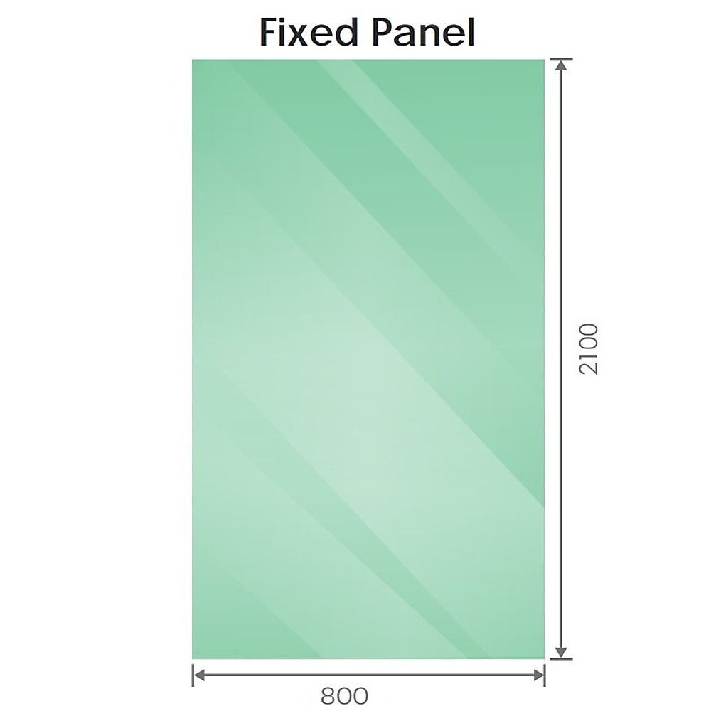 80x210cm Single Shower Glass Screen with Gold F-brackets & Round Pole