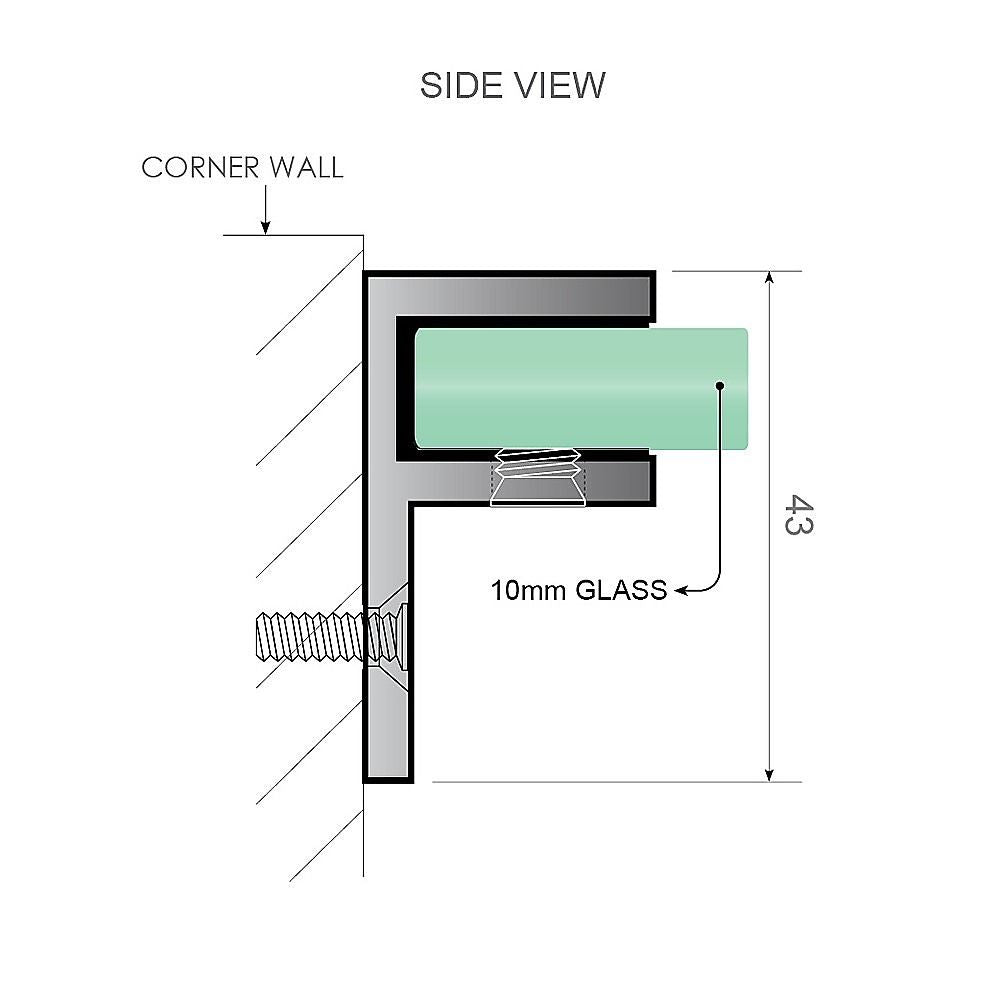 80x210cm Single Shower Glass Screen with Gold F-brackets & Round Pole