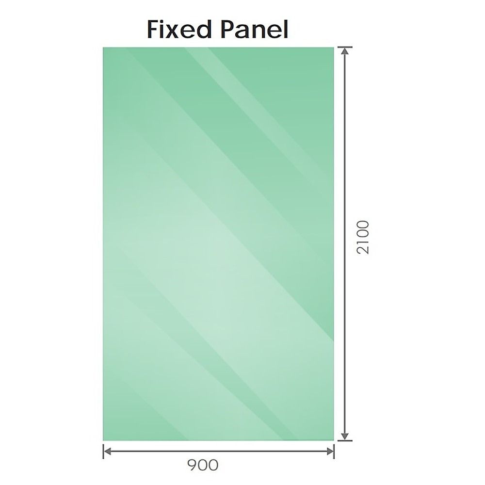 90x210cm Single Shower Glass Screen with Gold F-brackets & Round Pole