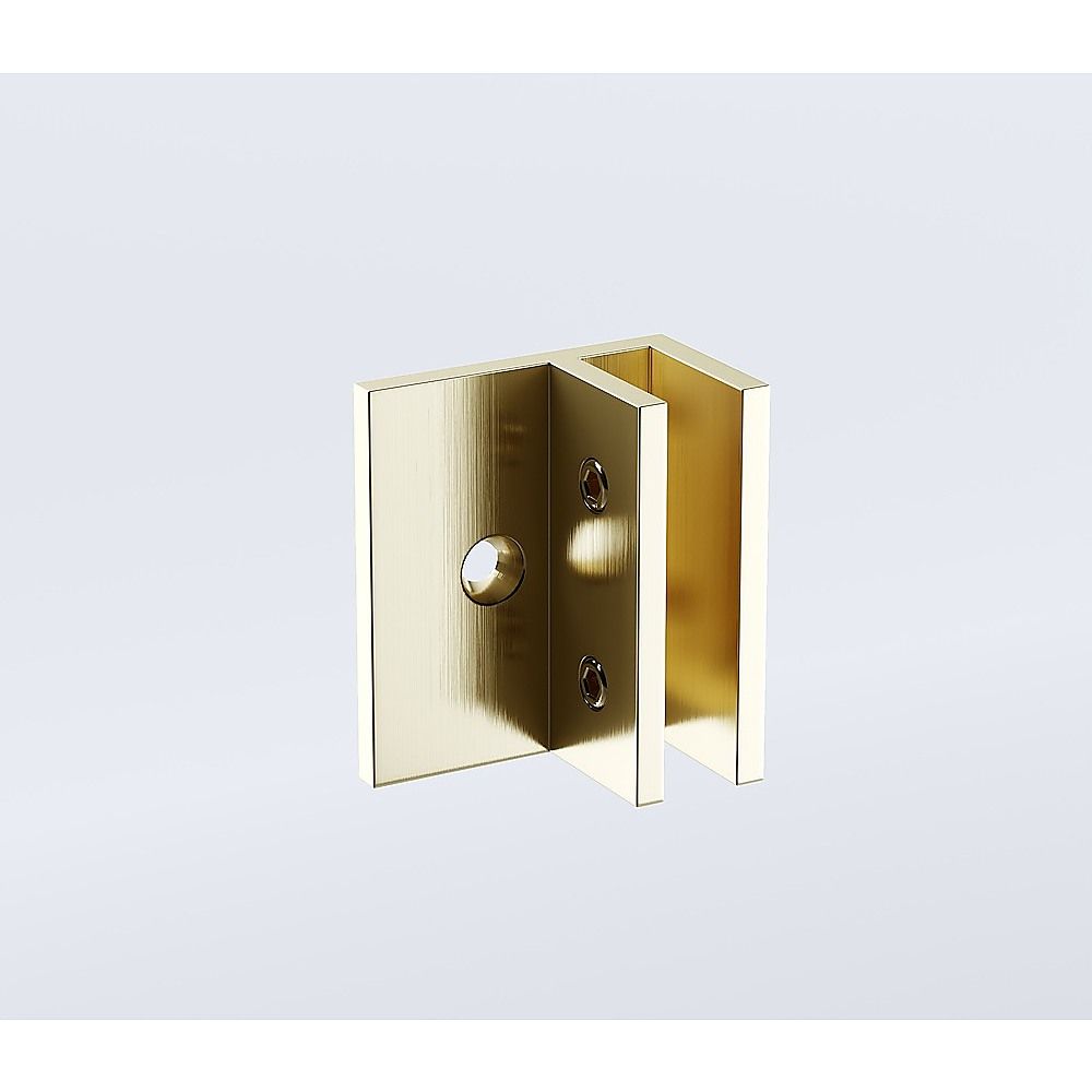 90x210cm Single Shower Glass Screen with Gold F-brackets & Round Pole