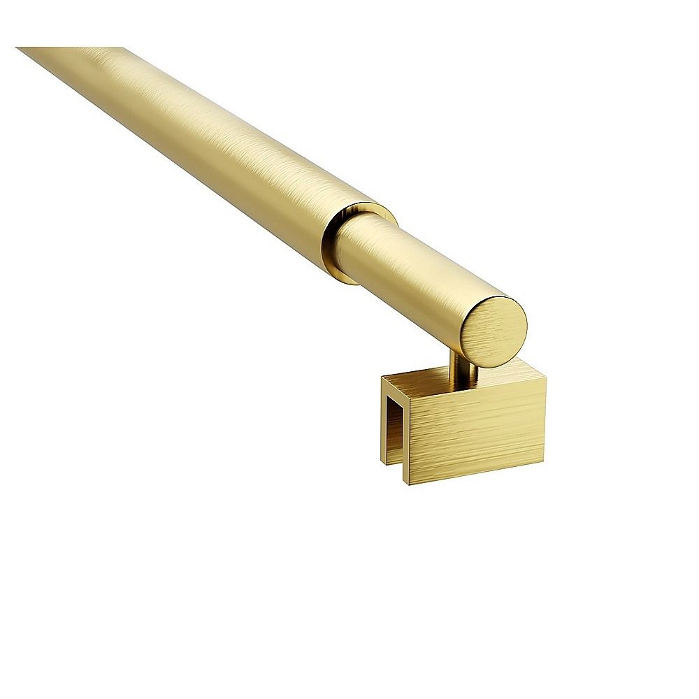 90x210cm Single Shower Glass Screen with Gold F-brackets & Round Pole