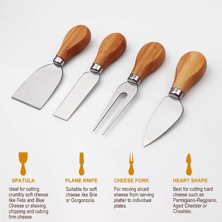 Yale Cheese Charcuterie Board and Knife Set 7 piece Round 30cm