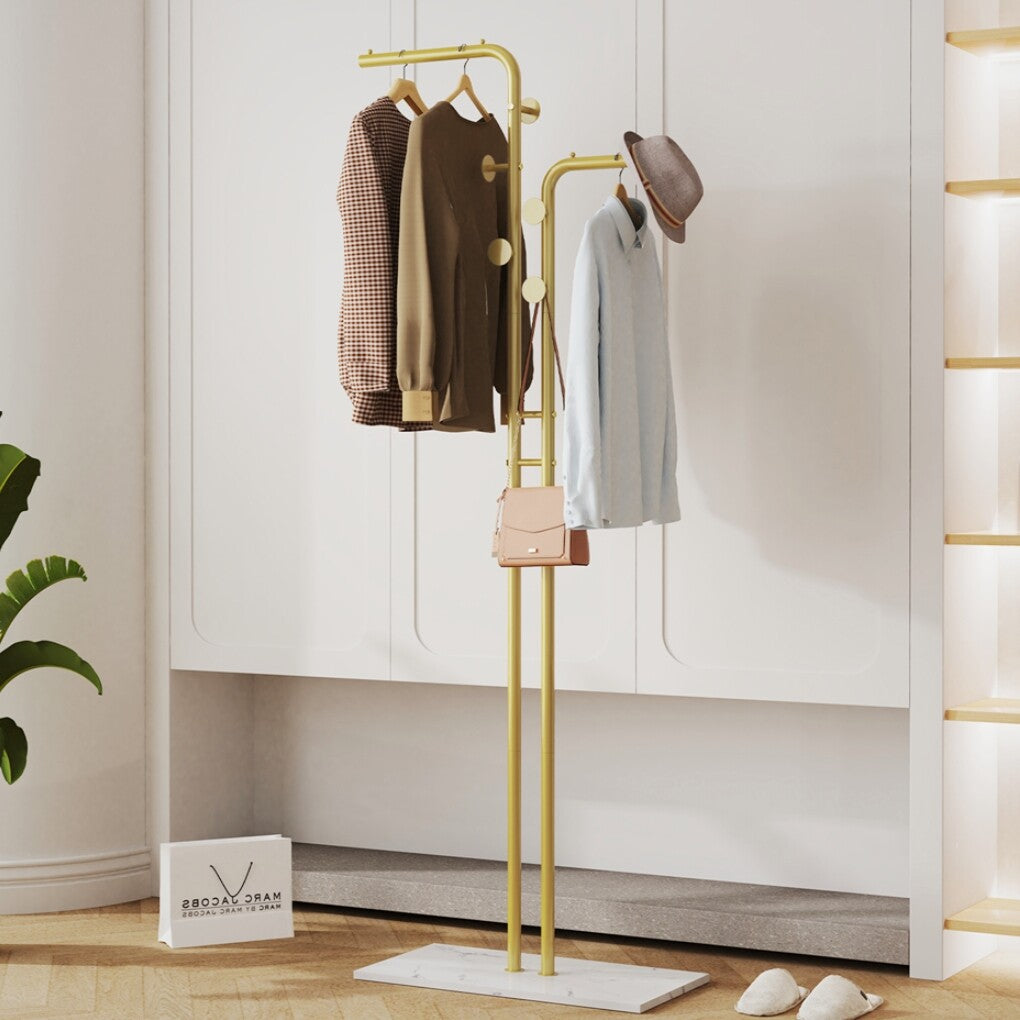 Freestanding Metal Coat Rack with Marble Base