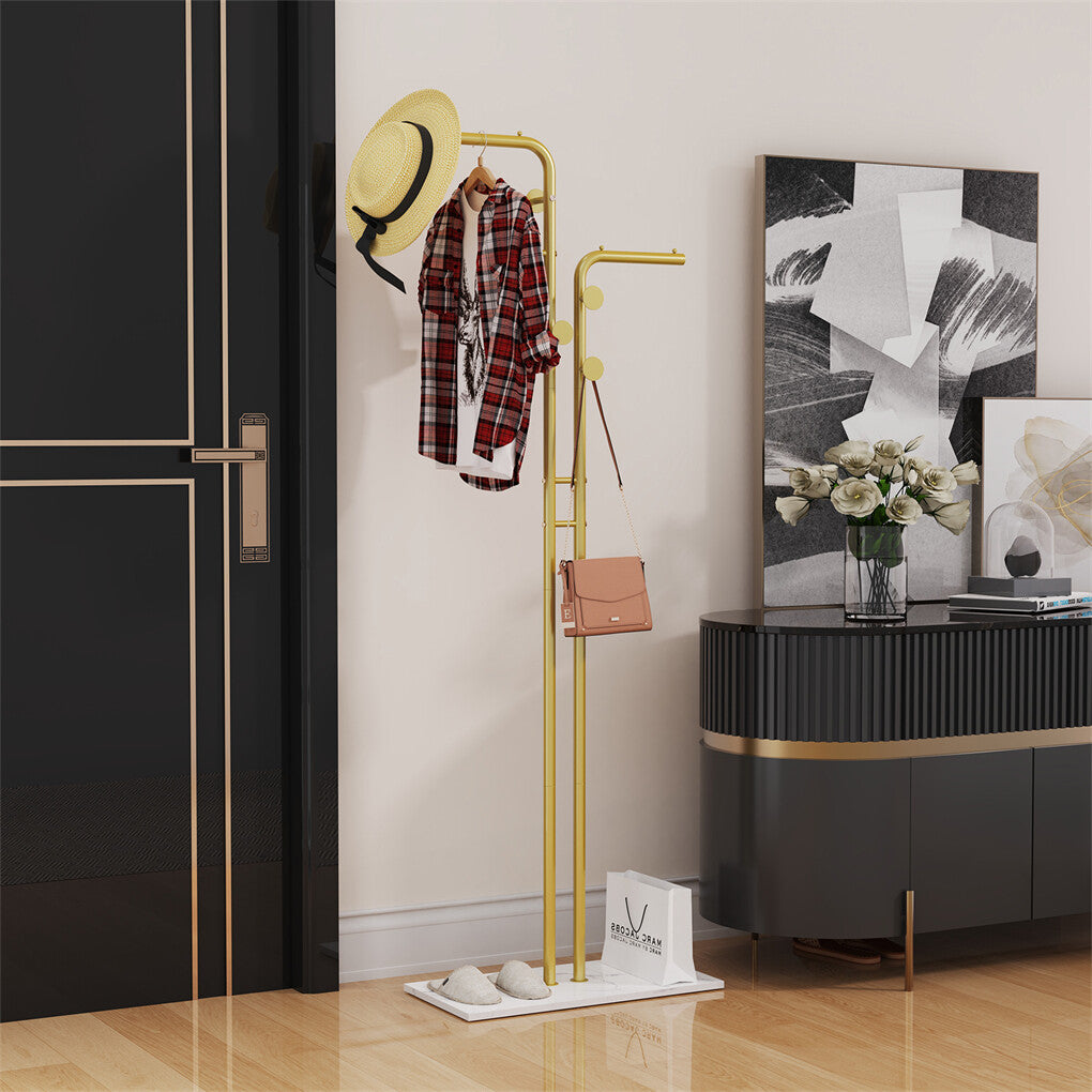 Freestanding Metal Coat Rack with Marble Base