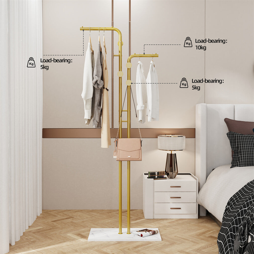 Freestanding Metal Coat Rack with Marble Base