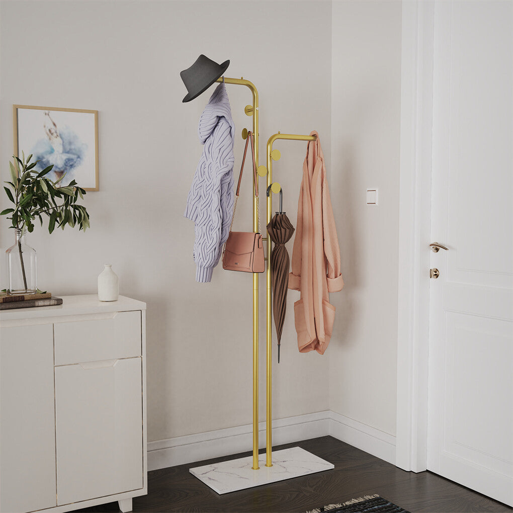 Freestanding Metal Coat Rack with Marble Base
