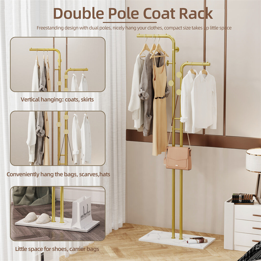 Freestanding Metal Coat Rack with Marble Base
