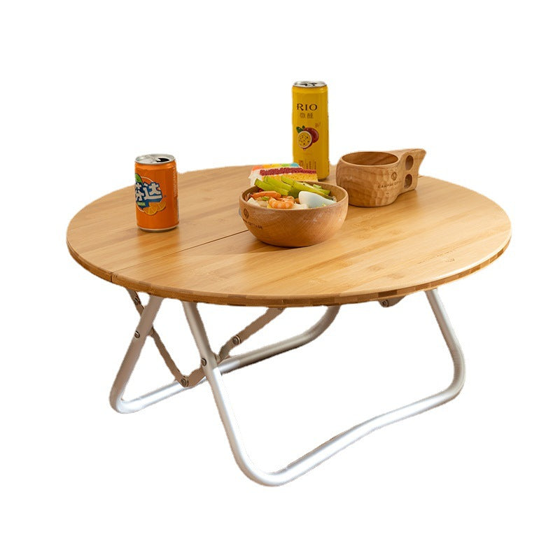 Portable Bamboo Folding Camping Table - Lightweight Round Table