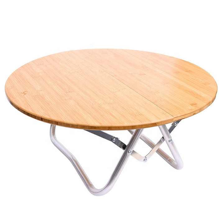 Portable Bamboo Folding Camping Table - Lightweight Round Table