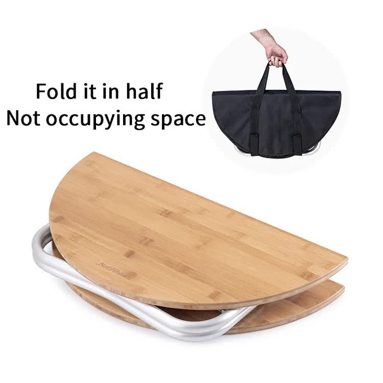 Portable Bamboo Folding Camping Table - Lightweight Round Table