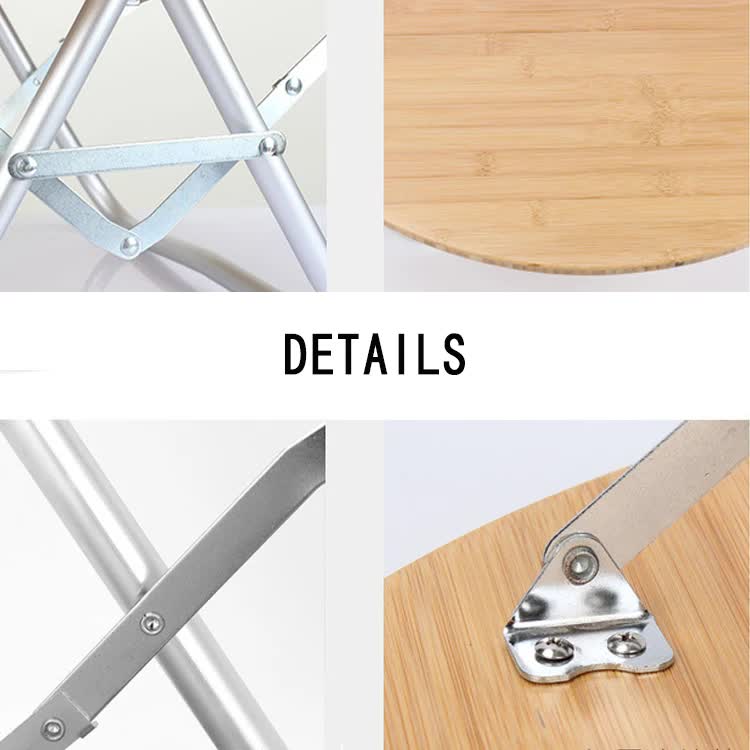 Portable Bamboo Folding Camping Table - Lightweight Round Table