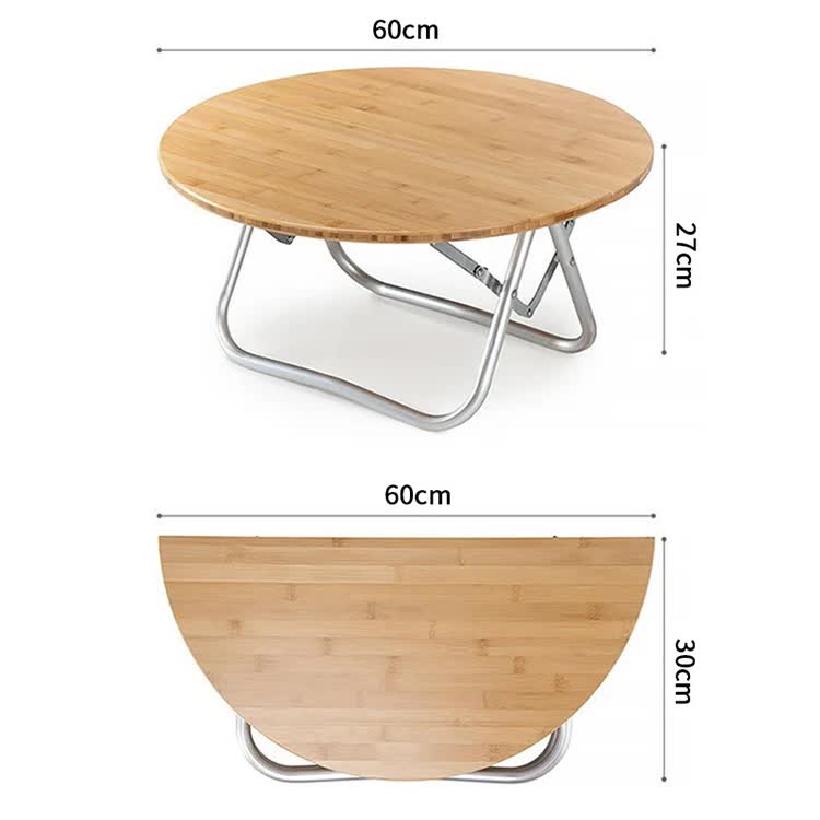 Portable Bamboo Folding Camping Table - Lightweight Round Table