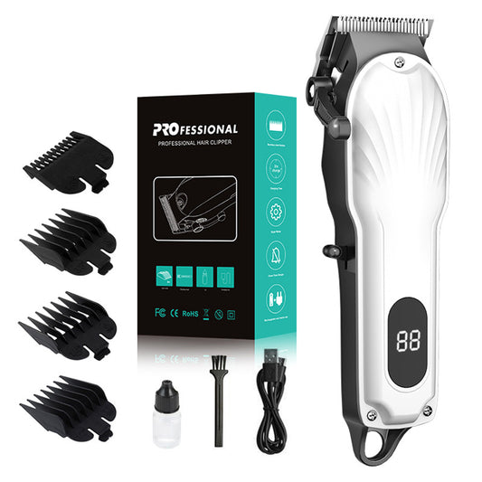 White Cordless Hair Clipper with LED Display