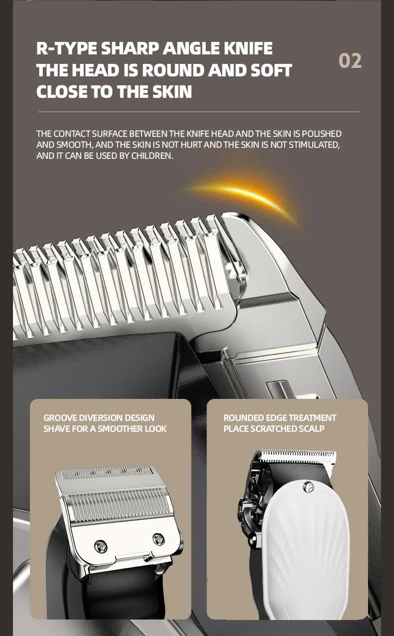White Professional Cordless Hair Clipper with LED Display
