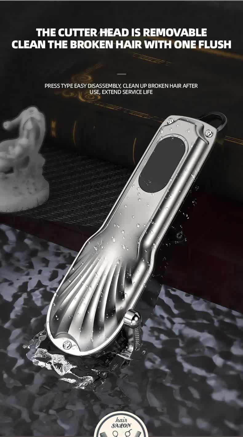 White Professional Cordless Hair Clipper with LED Display