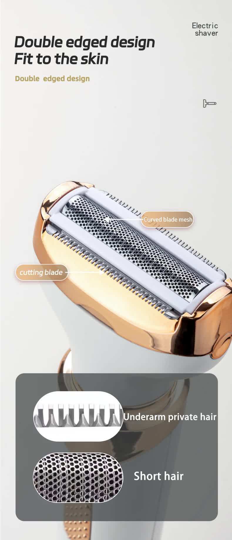 White 4-in-1 Women's Electric Hair Removal Razor