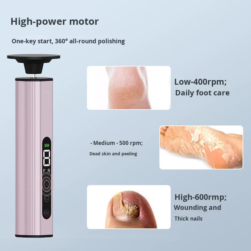 Grey Professional 2-in-1 Electric Foot Callus Remover and Manicure Kit - 9 Speeds Rechargeable Electronic Foot File with LCD Display - Professional Pedicure Tool for Dead Skin and Nail Care