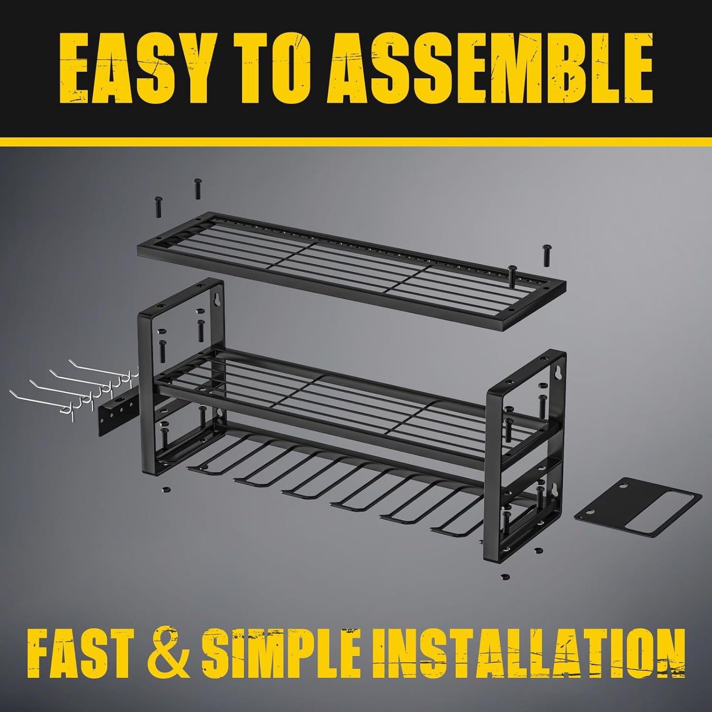 Heavy Duty Power Tool Organizer Wall Mount -Extra Tall 200lbs Capacity High-Quality Steel Utility Shelf