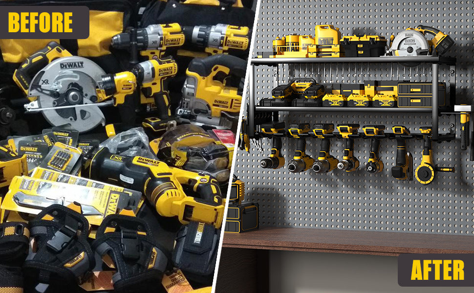 Heavy Duty Power Tool Organizer Wall Mount -Extra Tall 200lbs Capacity High-Quality Steel Utility Shelf