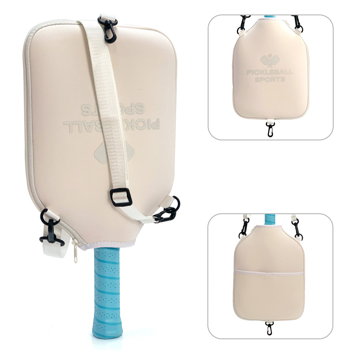 SA04 Beige Neoprene Pickleball Paddle Cover (racket not included)